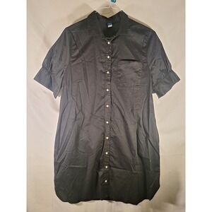 Old Navy Womens Black‎ Shirt Dress Mini Puff Sleeve Size L Casual